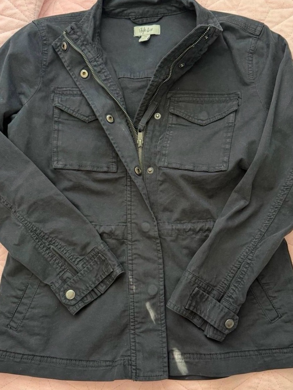 Style & Co. Black Zip-Front Utility Jacket